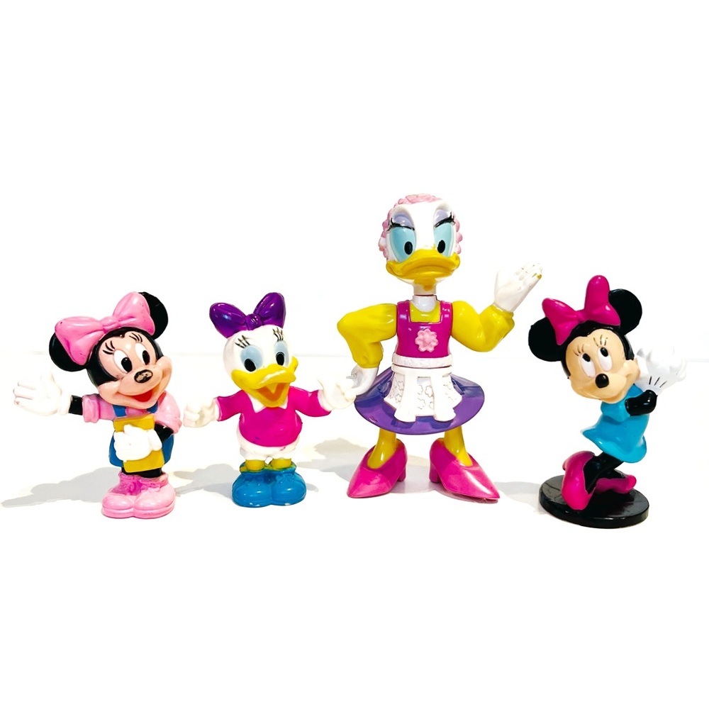 Vintage Disney Minnie Mouse Daisy Duck Figurine Toys Cake Topper EPCOT Baby Pink